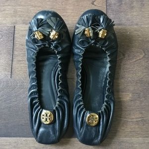 Tory Burch leather flats with tassel detail
